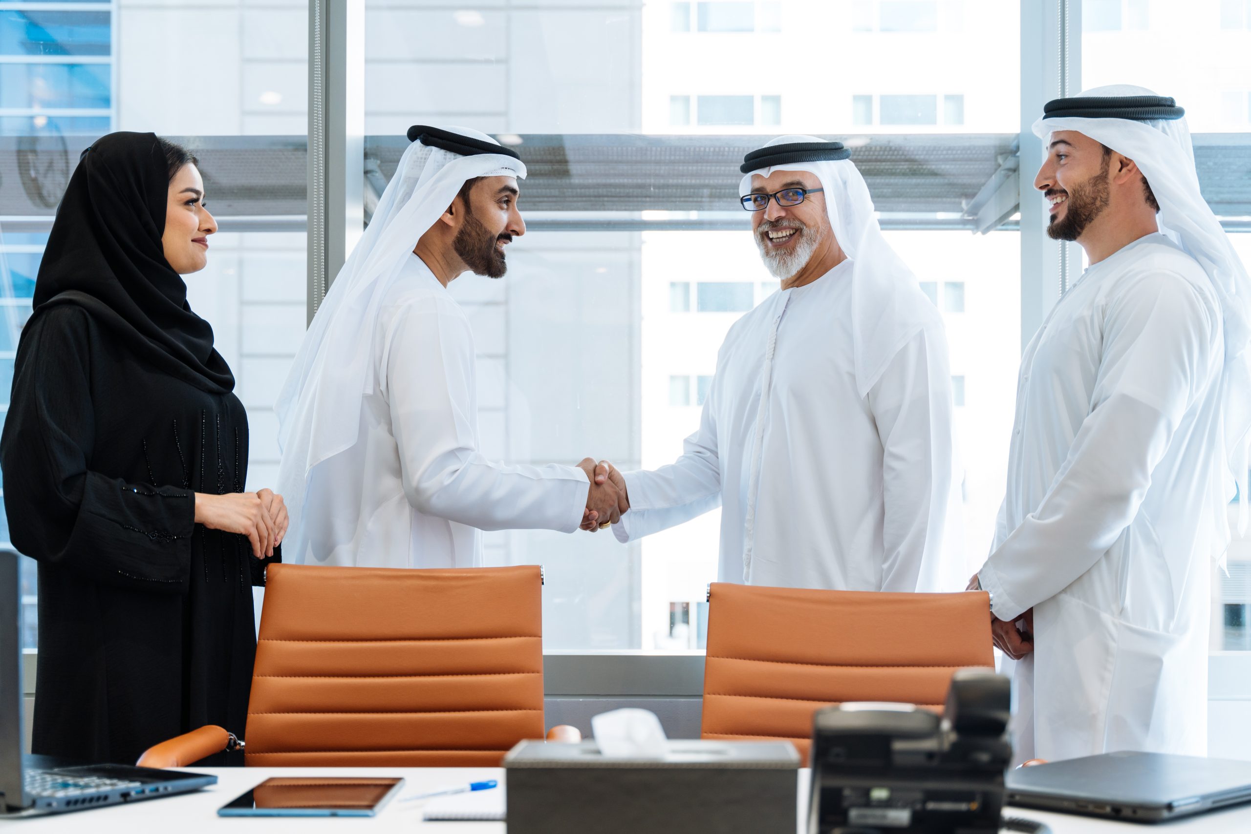 Group Of Middle Eastern Corporate Business People Meeting In The on Home